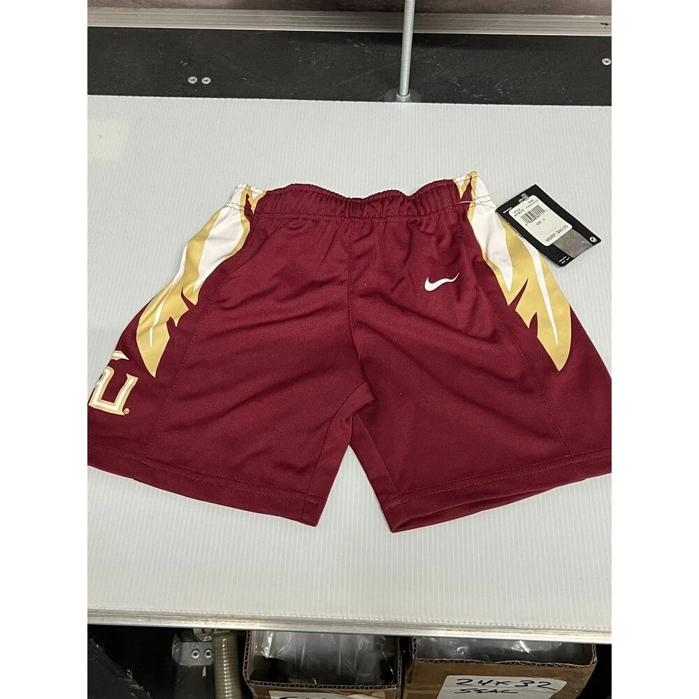 Nike Florida State Fsu Seminoles Youth Shorts Size 7 Elastic Waist 100% Poly